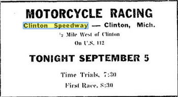 Clinton Race Track - Sept 1958